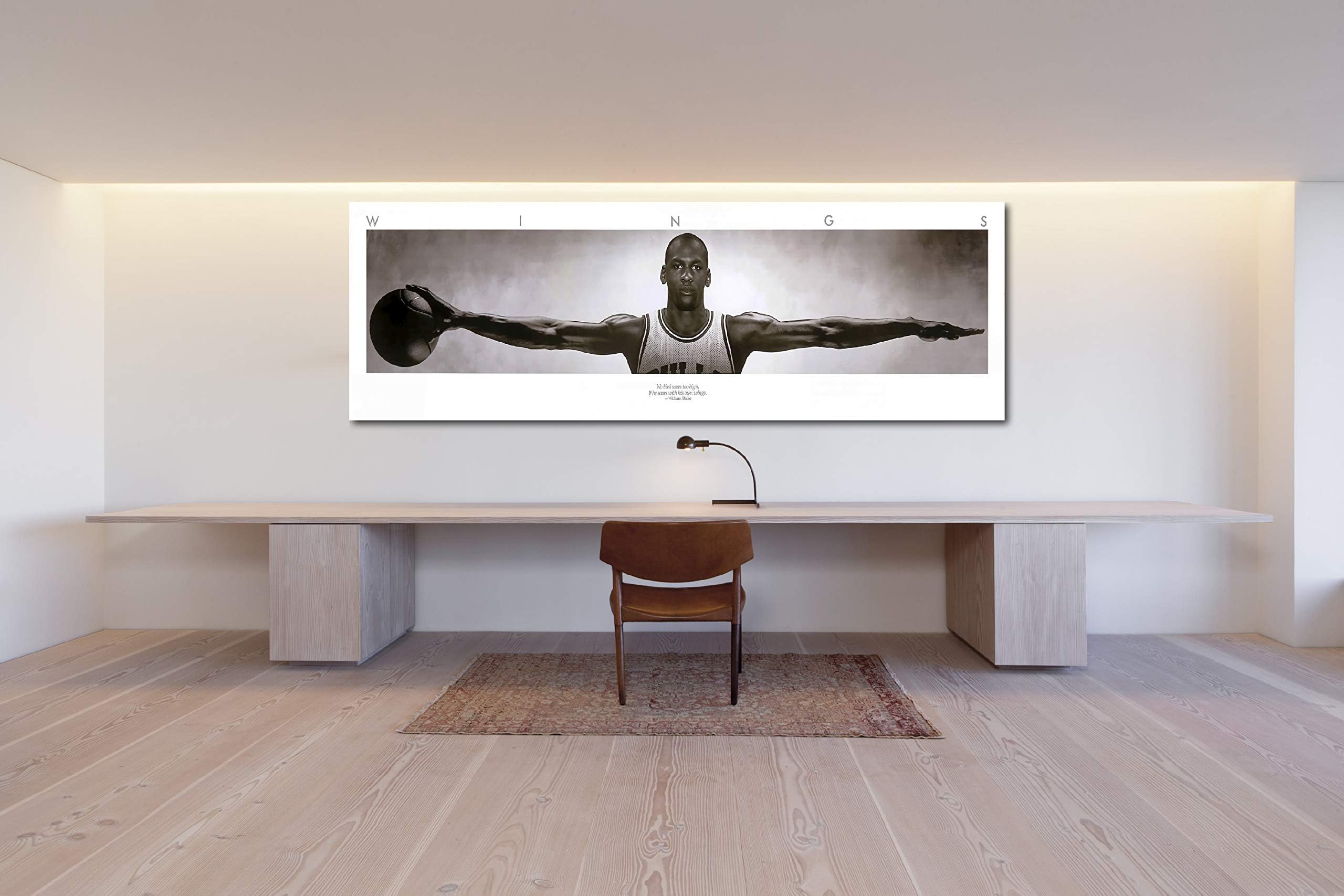 Michael Jordan Wings Panoramic& 100 Bill Cash Poster Canvas Print Home Decor Wall"Very Our Design" (16in x 36in Gallery Wrapped"Framed", Michael Jordan Wings #2"Colored|)