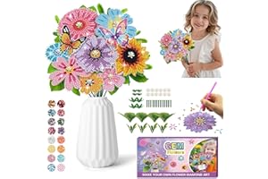 NARDOLL Crafts for Girls 8-12 - Make Your Own GEM Art Flower Bouquet - Arts and Crafts for Kids Ages 8-12 - Diamond Art Kits for Kids - 5D Dimond Art Paintings - DIY Art & Craft Gifts for 4 5 6 7 10 Year Old