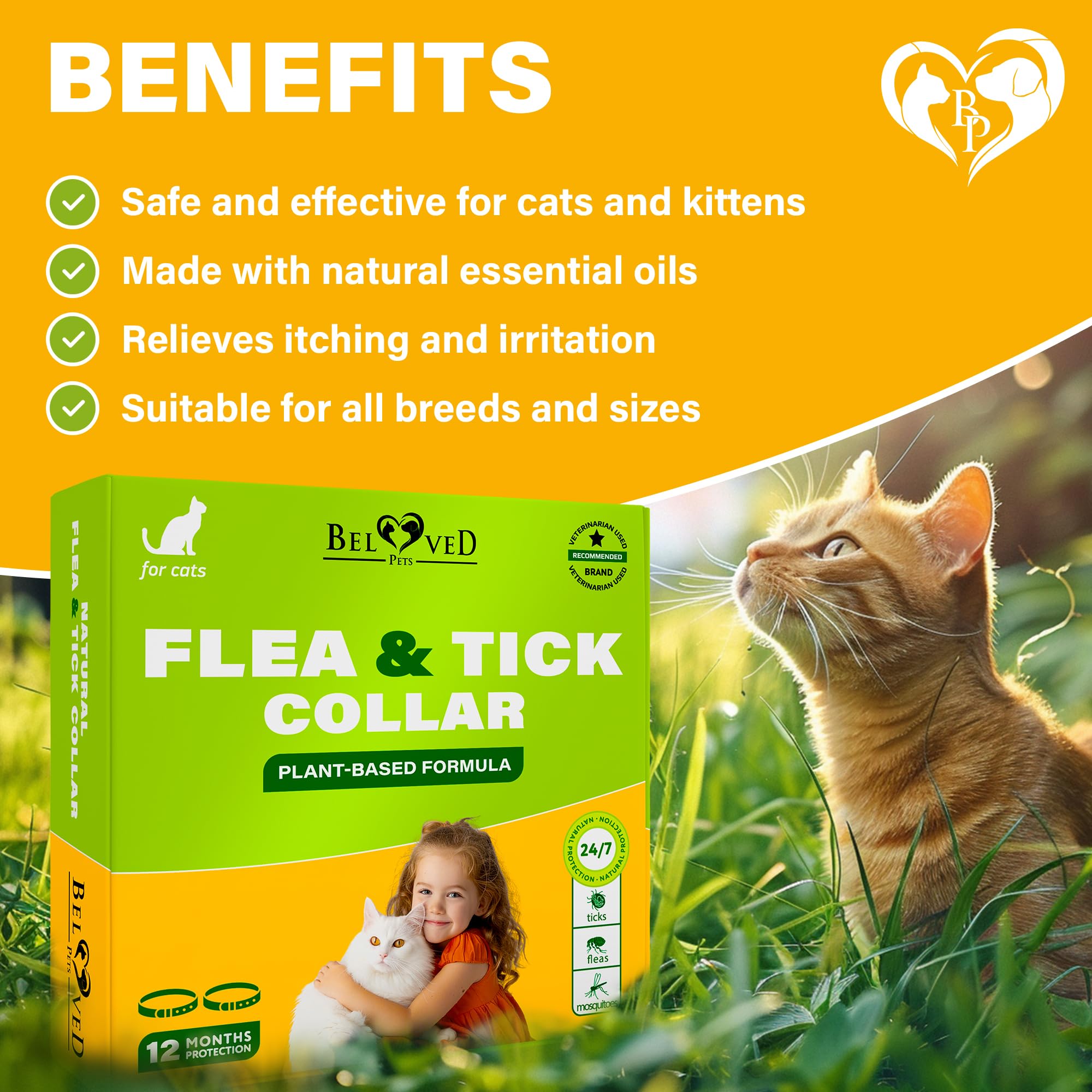 Mua Natural Flea & Tick Collar for Cats - 12 Months Control of Best ...