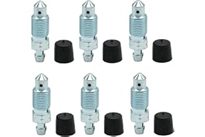 ABCZOK 6 PCS Brake Bleeder Screws,Bleeder Valve,Bleeders,Caliper Bleeder Screw with Rubber Cap M10x1.0-35.1mm, H9410-6,107392. Replace 13906,Standard Metric Bleeding Screws Bleed Kit