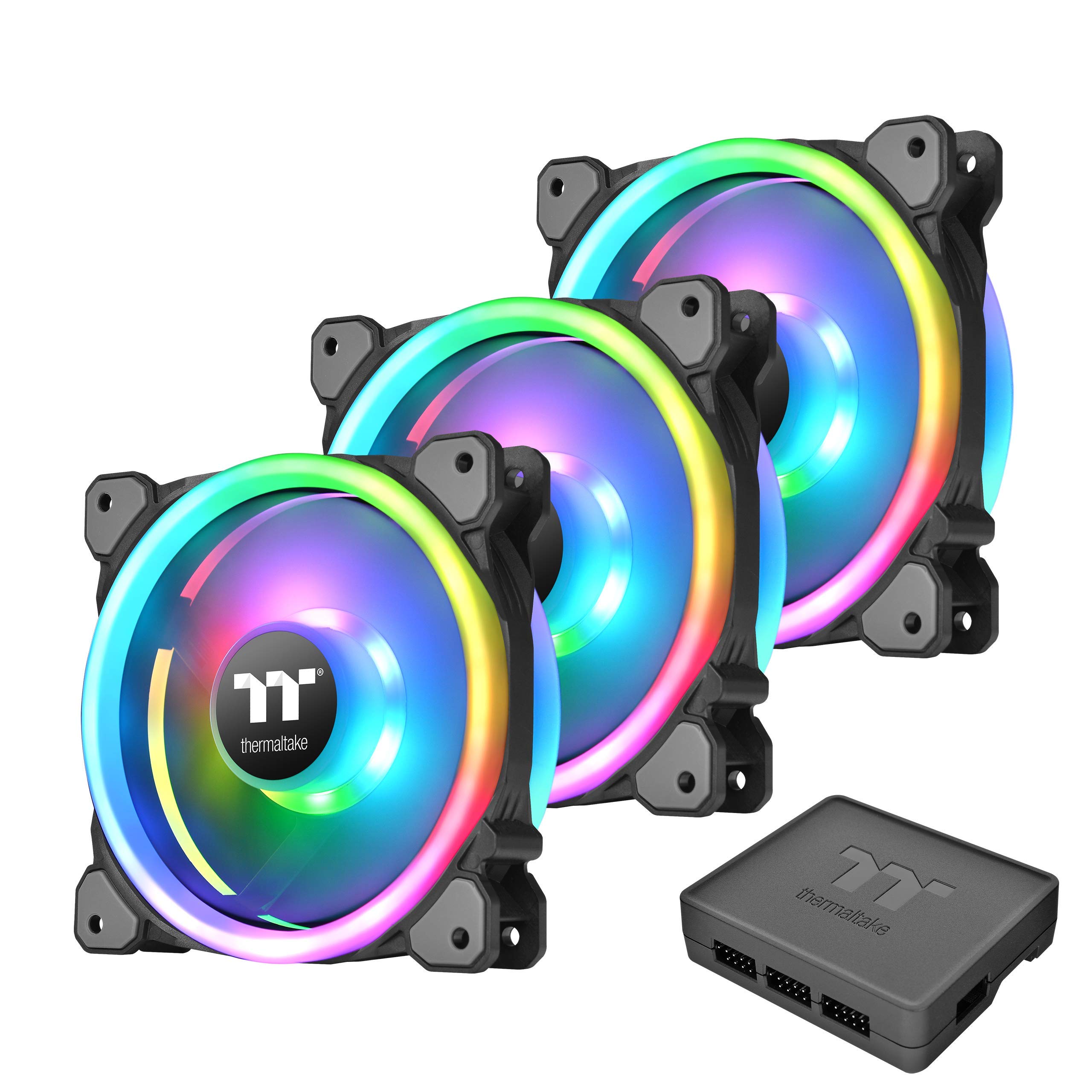 Thermaltake Riing Trio 14 RGB Radiator Fan / 3 Pack With Controller/Low Noise - PWM Case Fan / 30 LED/NeonMaker Supported - Black, CL-F077-PL14SW-A