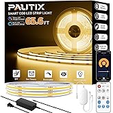 PAUTIX COB LED Strip Lights 65.6ft/20m Warm White 2700K LED Light Strip,Compatible with Alexa/Google Assistant,Dimmable LED Strips for Bedroom,Cabinet,Living Room,CRI93+ Super Bright High Lumen