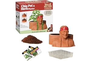 Chia Pet Herb Garden - Willie Nelson with Seed Pack, Decorative Pottery Planter, Easy to Do and Fun to Grow, Novelty Gift, Perfect For Any Occasion