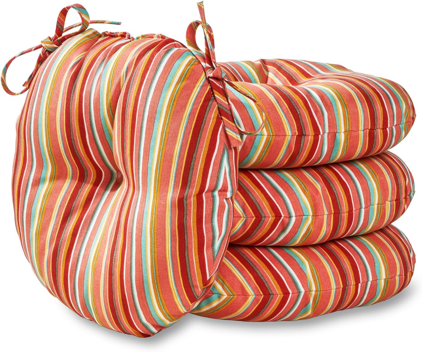 Greendale Home Fashions AZ6816S4-WATERMELON Coral Outdoor 15-inch Bistro Seat Cushion (Set of 4)