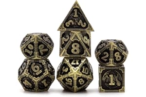 PJOY Metal DND Dice Set Antique Bronze Fire-Breathing Dragon D&D Polyhedral Dice W/Dice Case for RPG Role Playing Games Dungeons and Dragons Gift TTRPG