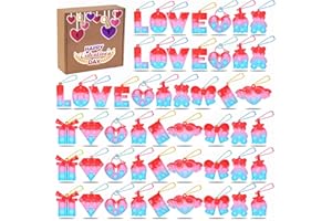 SINFOX 57PCS Fidget Valentines Day Gifts for Kids, Valentines Pop Its for Kids Classroom Exchange Gifts, Valentines Party Favors for Kids, School Kids Valentines Toys, Fidget Toys Bulk, Classroom Prizes