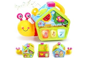 SYNCFUN Baby Toys, Montessori Toys for 1 Year Old, Tummy Time Gift, Learning Crawl Snail Busy Activity Cube, Educational Todd