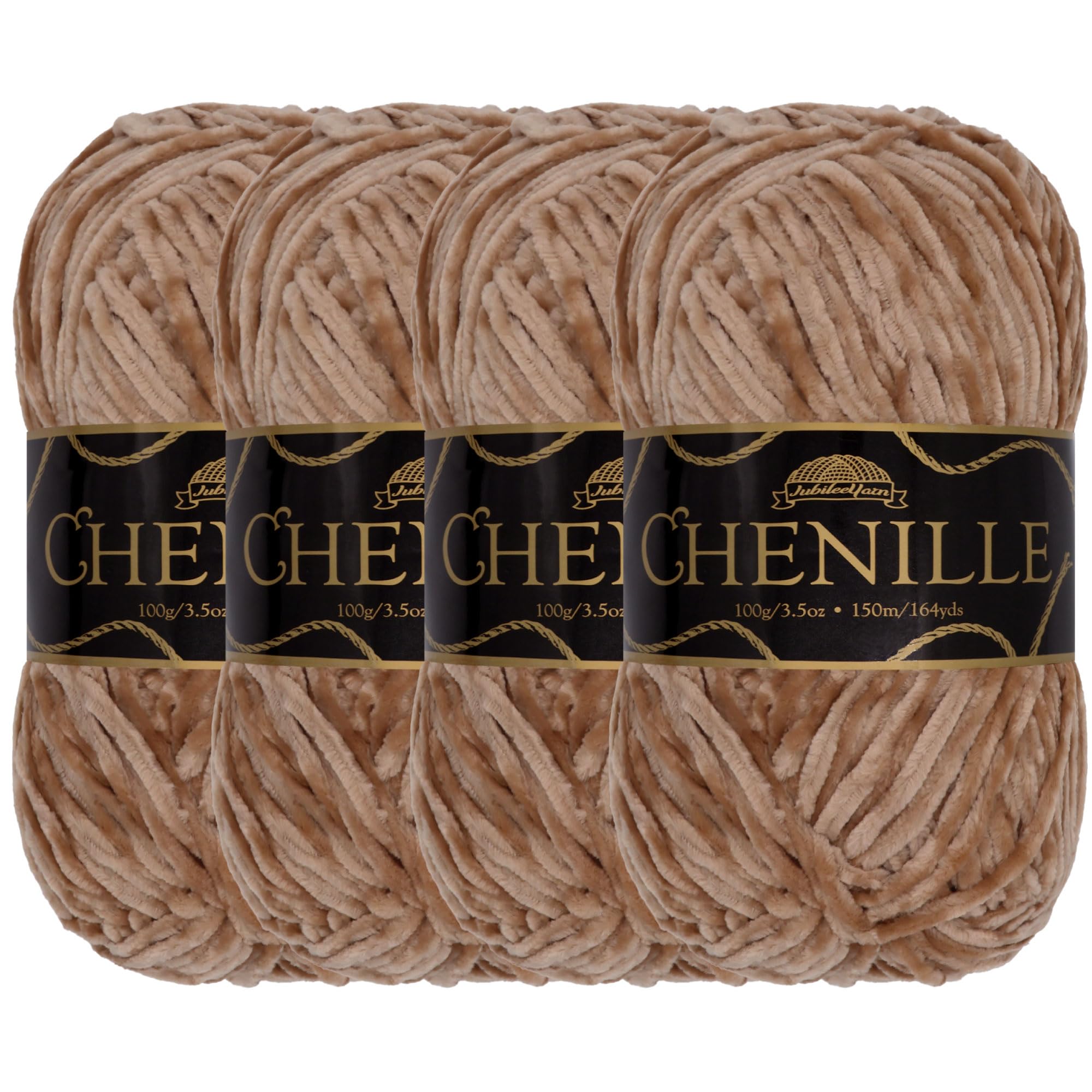 JubileeYarn Chenille Yarn - Worsted Weight - 100g/skein (4 Skeins, 103 Cannoli)