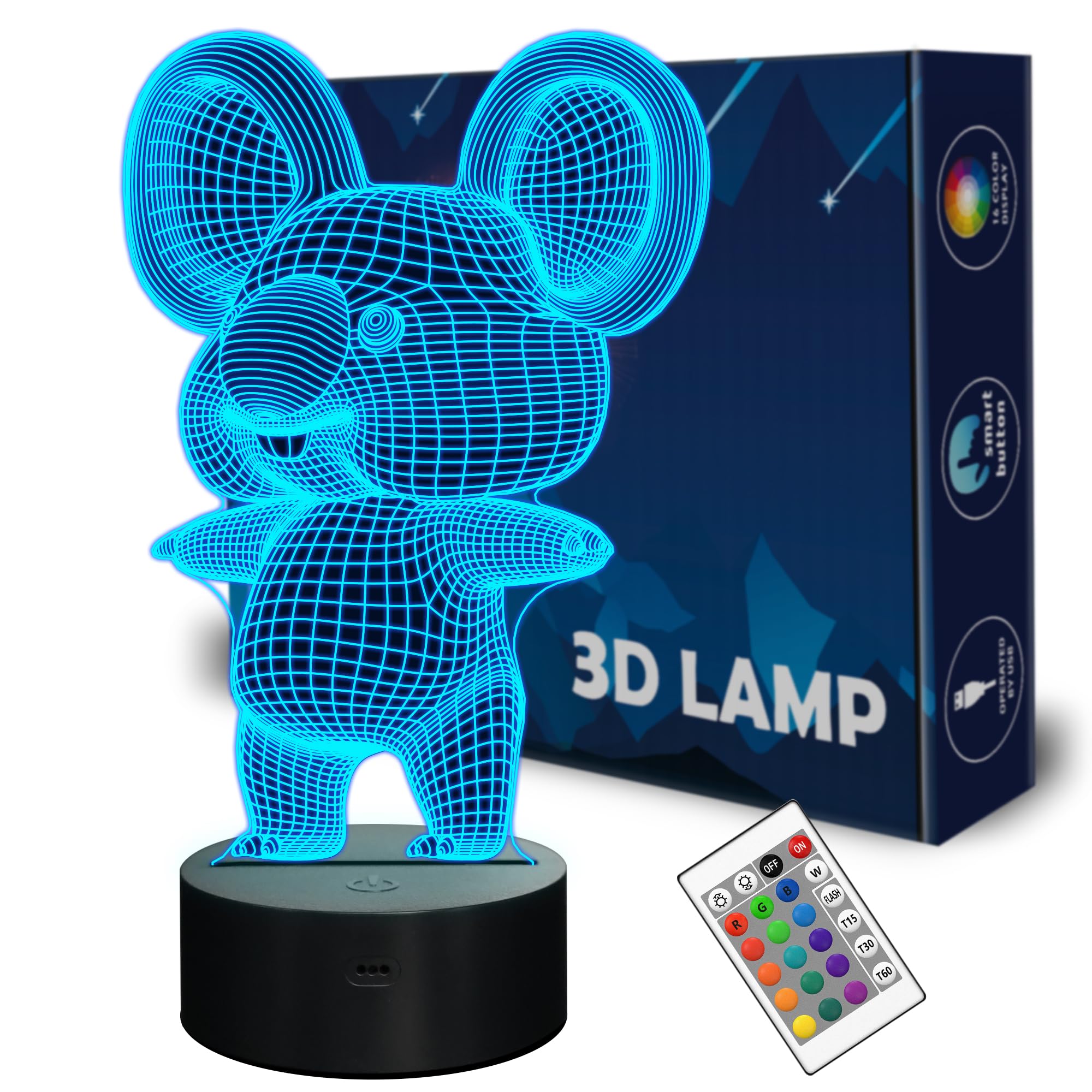 FULLOSUN 3D Koala Night Light Animal Illusion LED Lamp for Kids' Room Decoration with Remote Control 16 Color Changing Unique Xmas Halloween Birthday Gift for Child Baby Boy and Girl …