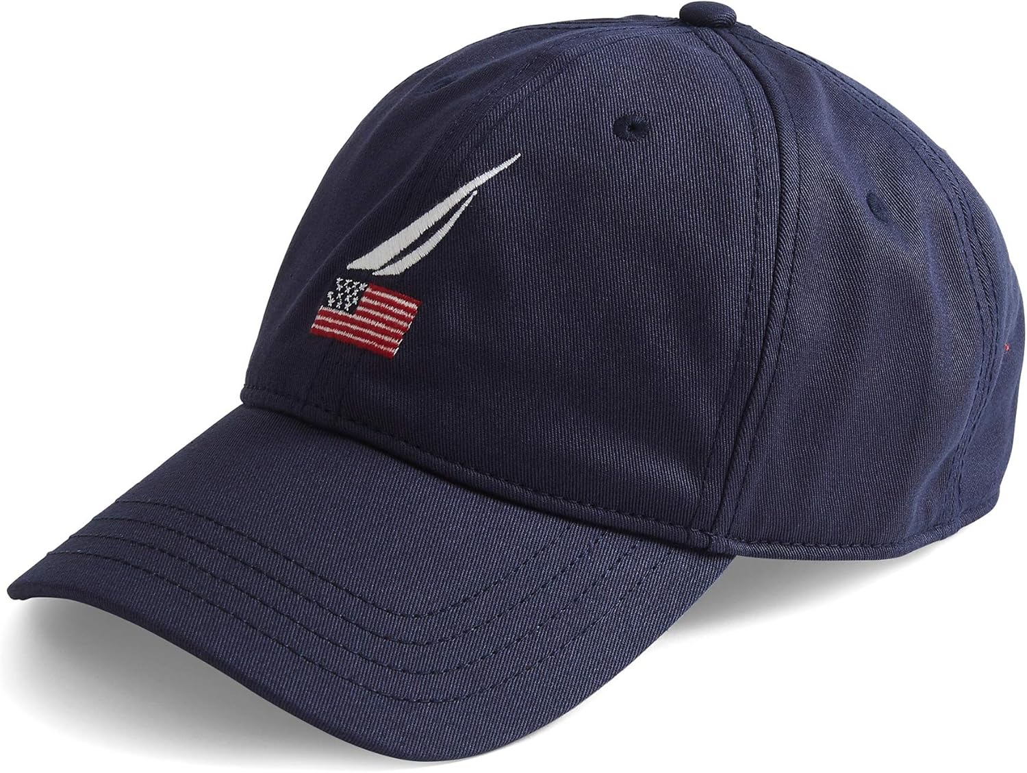 Nautica Men's American Flag Logo 6 Panel Baseball Cap, Navy