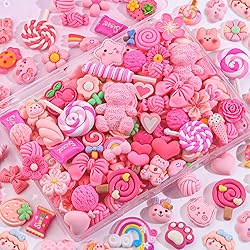 100Pcs Frosted Pink Slime Charms Assorted Cute