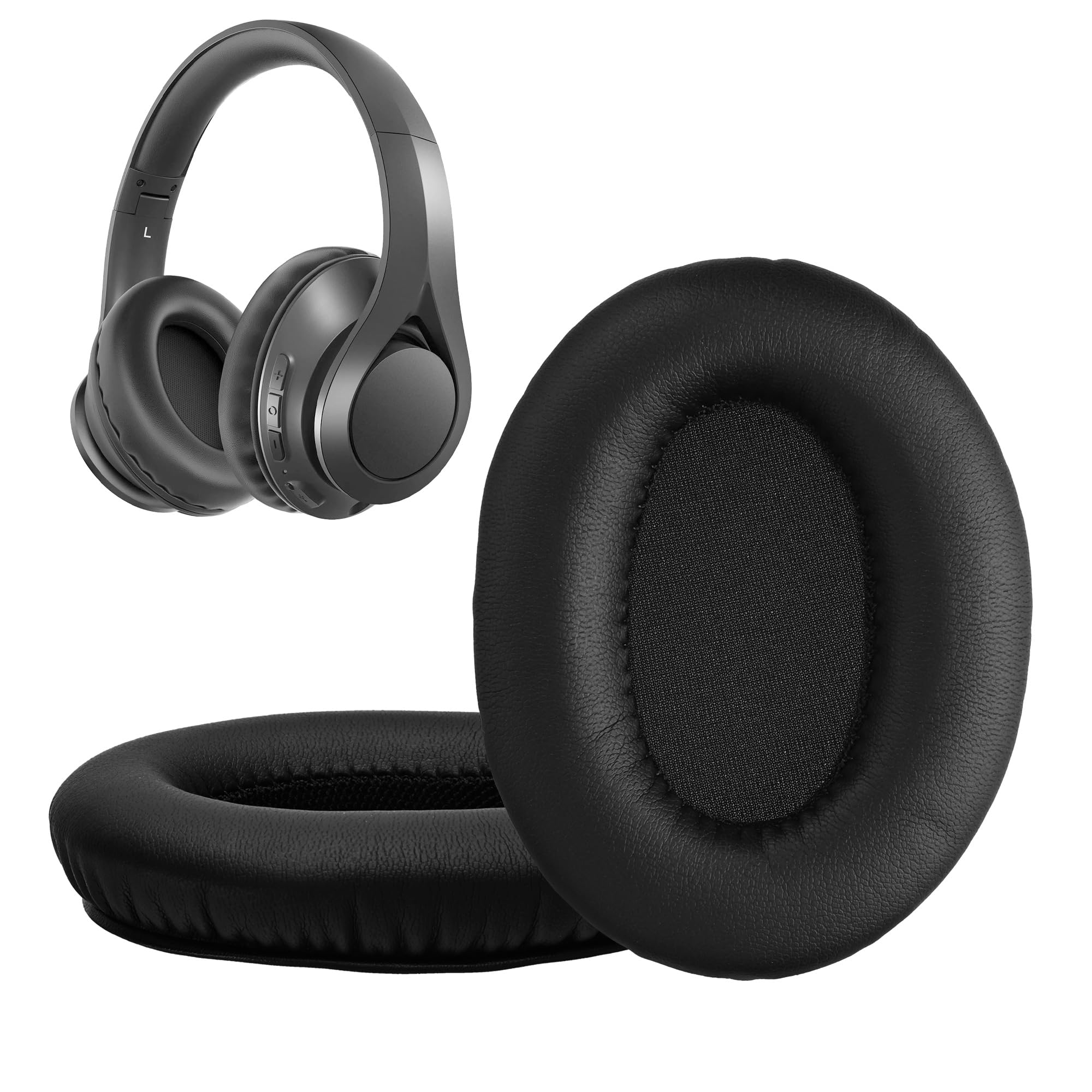 kwmobile Headphone Covers (2x) - Replacement Earpads for Mpow 059 - Black, Artificial Leather & Soft Foam