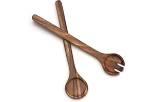Lipper International 1186 Acacia Round Salad Servers, 13" Long, One Pair
