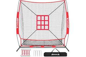BAGAIL 7x7 ft Baseball & Softball Practice Net with Bow Frame for Batting, Hitting, Pitching, Portable Baseball Throwing Net 