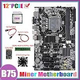 Nicfaky B75 Mining Motherboard 12 PCIE G550 CPU 4GB DDR3 RAM 128GB SSD Fan view 5