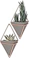 Umbra Trigg Hanging Planter Vase & Geometric Wall Decor Container - Great For Succulent Plants, Air Plant, Mini Cactus, Faux Plants and More, Concrete Resin/Copper (Set of 2)
