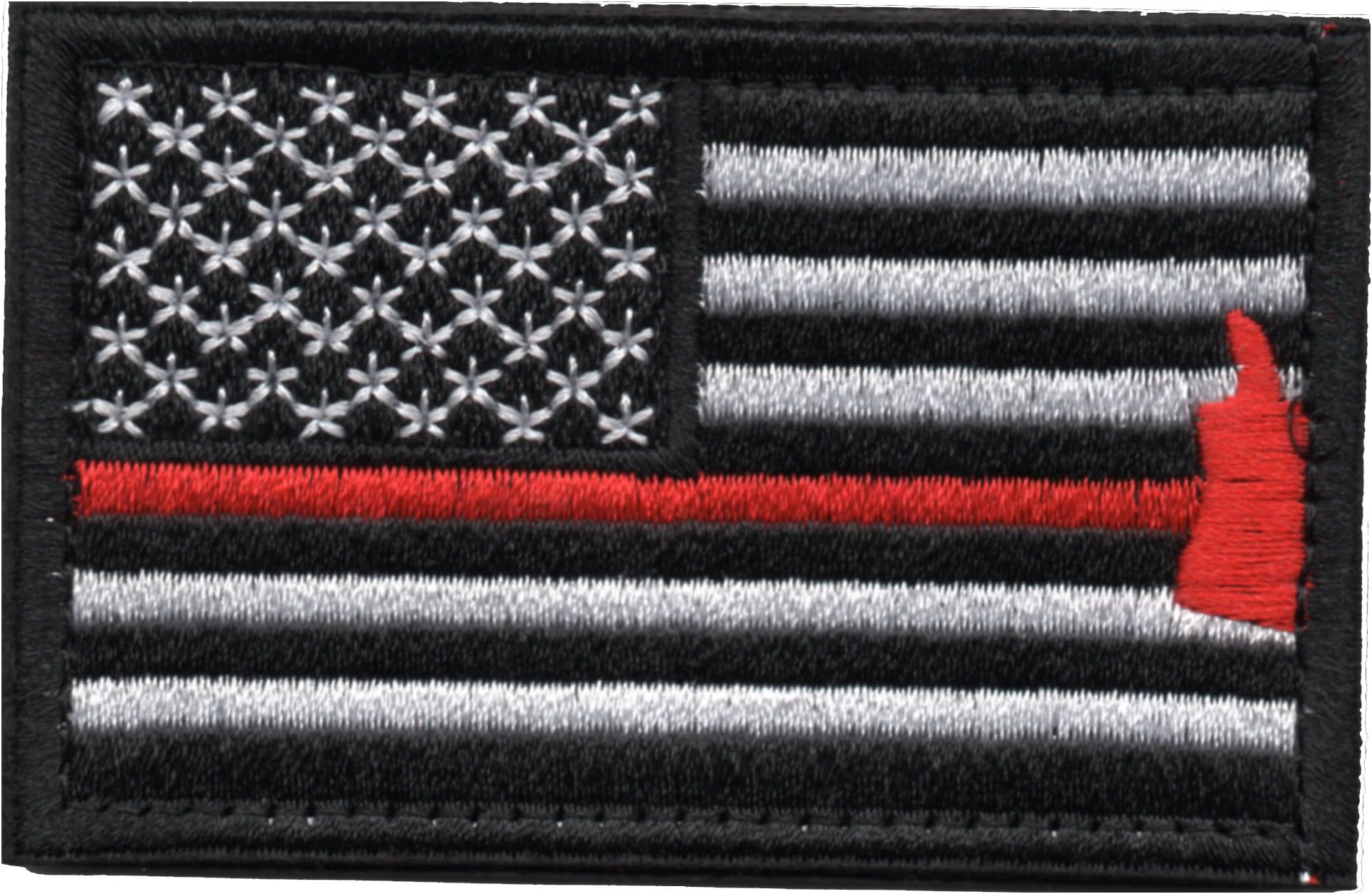Tactical American Flag Patch Thin Blue Line Embroidered Military Uniform Emblem with Hook and Loop (Thin Red Line Axe Black & White)