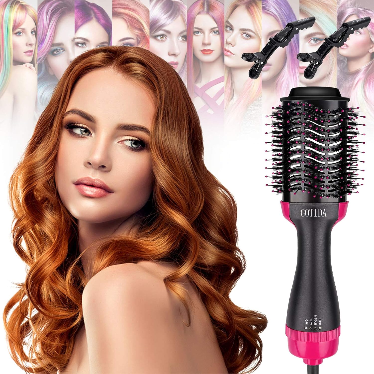 Hair Blow Dryer Brush One Step Hair Dryer and Styler Volumizer Dryers Hot Air Comb with Brush for Straightening Curling Salon Negative Ion Ceramic & All Hair Types + 2pcs Hair Clips (2021 Upgrade): Toys & Games