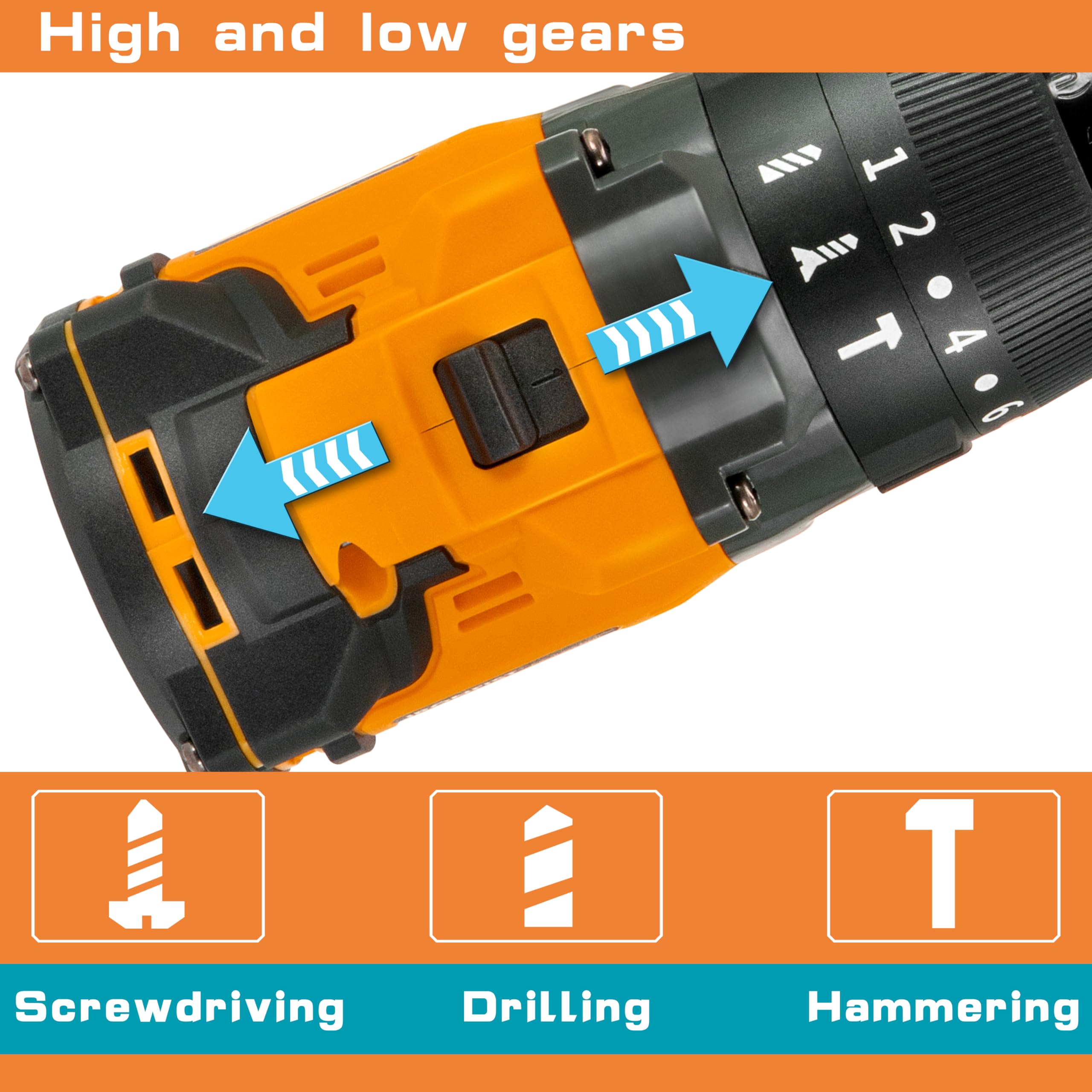 Nichilas Cordless Drill Compatible with DEWALT 20V MAX Battery, Impact Driver Variable Speed 150Nm Brushless Motor for Professional Worker (Battery Not Included)
