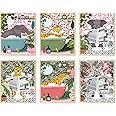 Funny Bathroom Wall Art Prints Set of 6, Kids Bathroom Decor Wall Art with Elephant, Zebra, Tiger Animal Pictures, Modern Humor Animals Bathroom Wall Decor, Cute Canvas Bathroom Art Wall Prints for