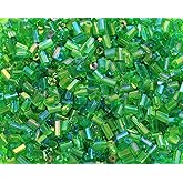 PPhtony Glass Bugle Tube Beads 1400Pcs/30g Mini Seed Beads 2 * 3mm Small Craft Loose Spacer Bead for DIY Bracelets Necklace Earring Jewelry Making (Grass Green)
