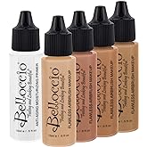 Belloccio Medium Color Shade Foundation Set - Professional Cosmetic Airbrush Makeup in 1/2 oz Bottles
