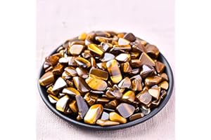 SigMntun Polished Tigers Eye Crystal Chips 200 Pcs - 10 oz Tumbled Stone Chips Crushed Sea Glass Stones Healing Reiki Crystal Jewelry Making Home Decoration