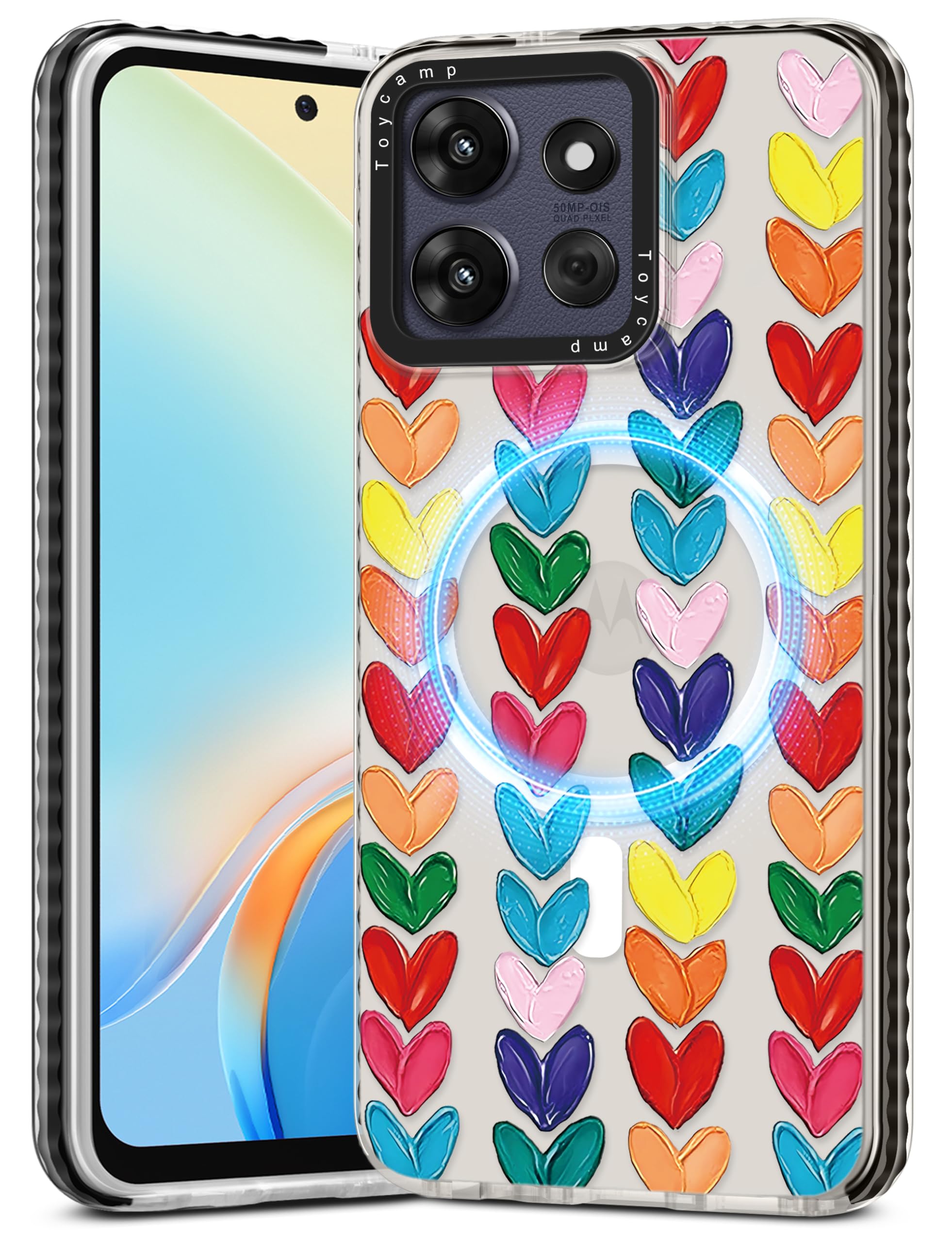 Photo 1 of Toycamp for Moto G Power/Play 2025 Case - Compatible with MagSafe Women Girls Cute Phone Cover Magnetic Girly Aesthetic Kawaii Unique Design Pretty Motorola G Power/Play 2025, Love Hearts