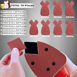 STEBRUAM Mouse Sander Pad 88Pcs Assorted Grits 40-800 5 Holes Hook Loop view 2