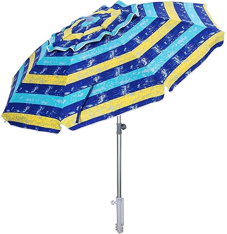 Amazon Com Ammsun 7ft Sand Anchor Beach Umbrella Adjustable Height With Tilt Aluminum Pole Portable Uv 50 Protection Beach Umbrella For Outdoor Patio Multicolor Garden Outdoor