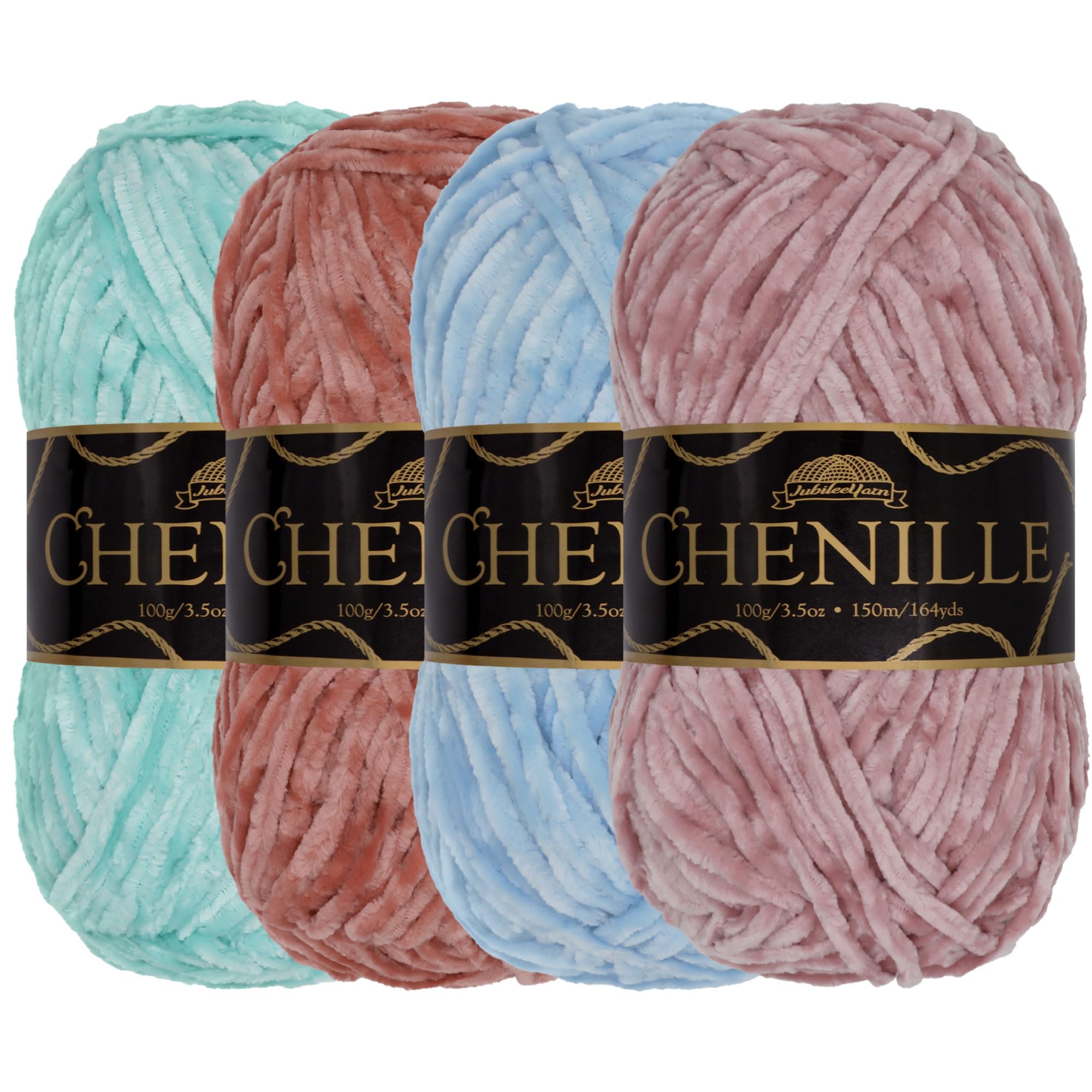 JubileeYarn Chenille Yarn - Worsted Weight - 100g/Skein - Shades of Neutral Tones - 4 Skeins — image 1