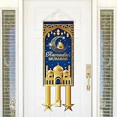 Ramadan Decorations Eid Mubarak DecorationsHanging Door Sign, Eid Al-Fitr Iftar Party Favor Hang Flag Banner Party Decorations Welcome Wall Banner for Party Supplies Blue