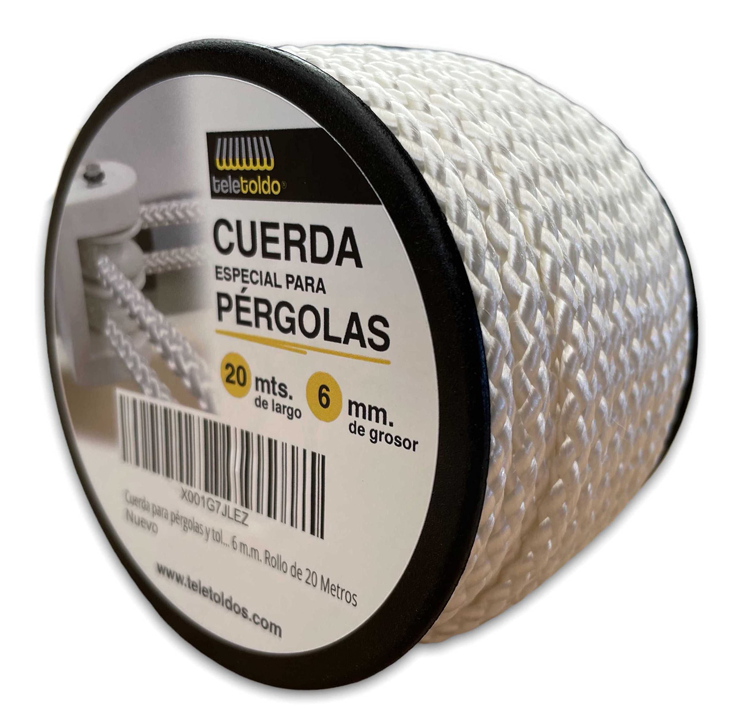 Teletoldo Professional Rope for Pergolas and Awnings – Outdoor Use UV and Rain Resistant – 20 m – Long Lasting – White
