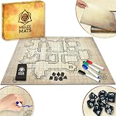 Melee Mats DND Map Starter Set - 23&rdquo; x 27" Double Sided, Wet &amp; Dry Erase Battle Terrain Grid for Dungeons and Dragons - Tabletop Board Gaming Kit with Accessories
