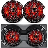 2 Pack Car Coasters for Cup Holders,Spider Car Cup Holder Coasters,2.75" Universal Size Anti Slip Rubber Mat,Automotive Interior Accessories,Automotive Cup Holder Decor,Spider Gifts for Women Men