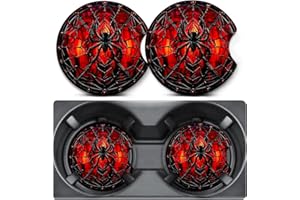 LMZLJZ 2 Pack Car Coasters for Cup Holders,Spider Car Cup Holder Coasters,2.75" Universal Size Anti Slip Rubber Mat,Automotive Interior Accessories,Automotive Cup Holder Decor,Spider Gifts for Women Men