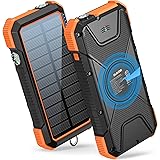 BLAVOR Solar Power Bank, PD18W QC3.0 Fast Charging 10W Wireless Charger 20000mAh Solar Powered Powerbank with Type C Input/Ou