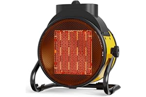 Buyplus Electric Space Heater - Outdoor Heater with Super Long Cord, Overheat Protection, Heaters Heat Up in 2 Seconds, 3 Modes, Small Fan Heater Tent Ceramic Space Heater for Patio, Amber