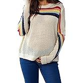 MakeMeChic Women's Maternity Sweater Crew Neck Long Sleeve Hollow Out Knitted Pullover Tops
