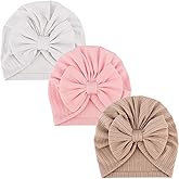 AQOKKA Newborn Baby Girl Hats with Bow Toddler Infant Beanie Cap Newborn Hospital Hats for Baby Girl Kid 0-12 Months