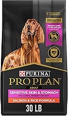 Purina Pro Plan Sensitive Skin and Stomach Dog Food Dry, Adult Salmon & Rice Formula, Digestive Health - 30 lb. Bag