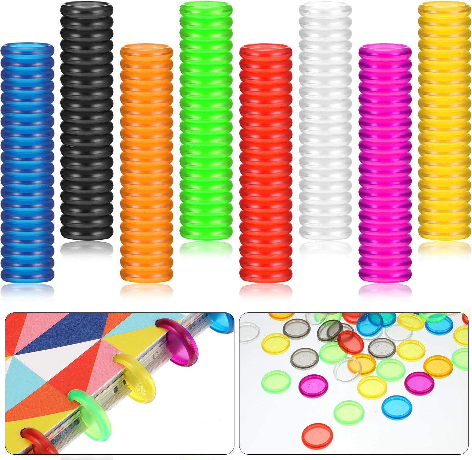 Outus 160 Pieces Expansion Discs 1 Inches Plastic Book Discbound Binding Discs Multicolor Binding Ring Discs for Notebooks and Planners
