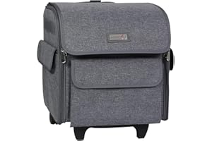 Everything Mary Serger Machine Rolling Storage Case, Heather - Carrying Bag For Overlock Machines - For Brother, Singer, & Juki Sergers - Organizer Tote For Sewing Thread & Supplies
