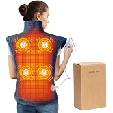 Massaging Heating Pad for Back, Neck and Shoulder Massager | 2 Heat Levels, 4 Massage Settings, 4 Massage Motors, Auto Shut-Off, Gifts for Mother, Blue