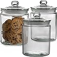 PARNOO Glass Jars with Lids - 30 oz. Clear Airtight Jar Glass Canisters Used As Candy Jars, Cookie Jars, & Pantry Jars - Mult