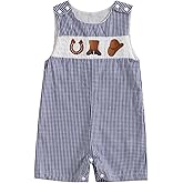 Ayalinggo Toddler Western Baby Boy Clothes Horse Riding Embroidery Smocked Jumpsuit Sleeveless Romper Spring Summer Outfit