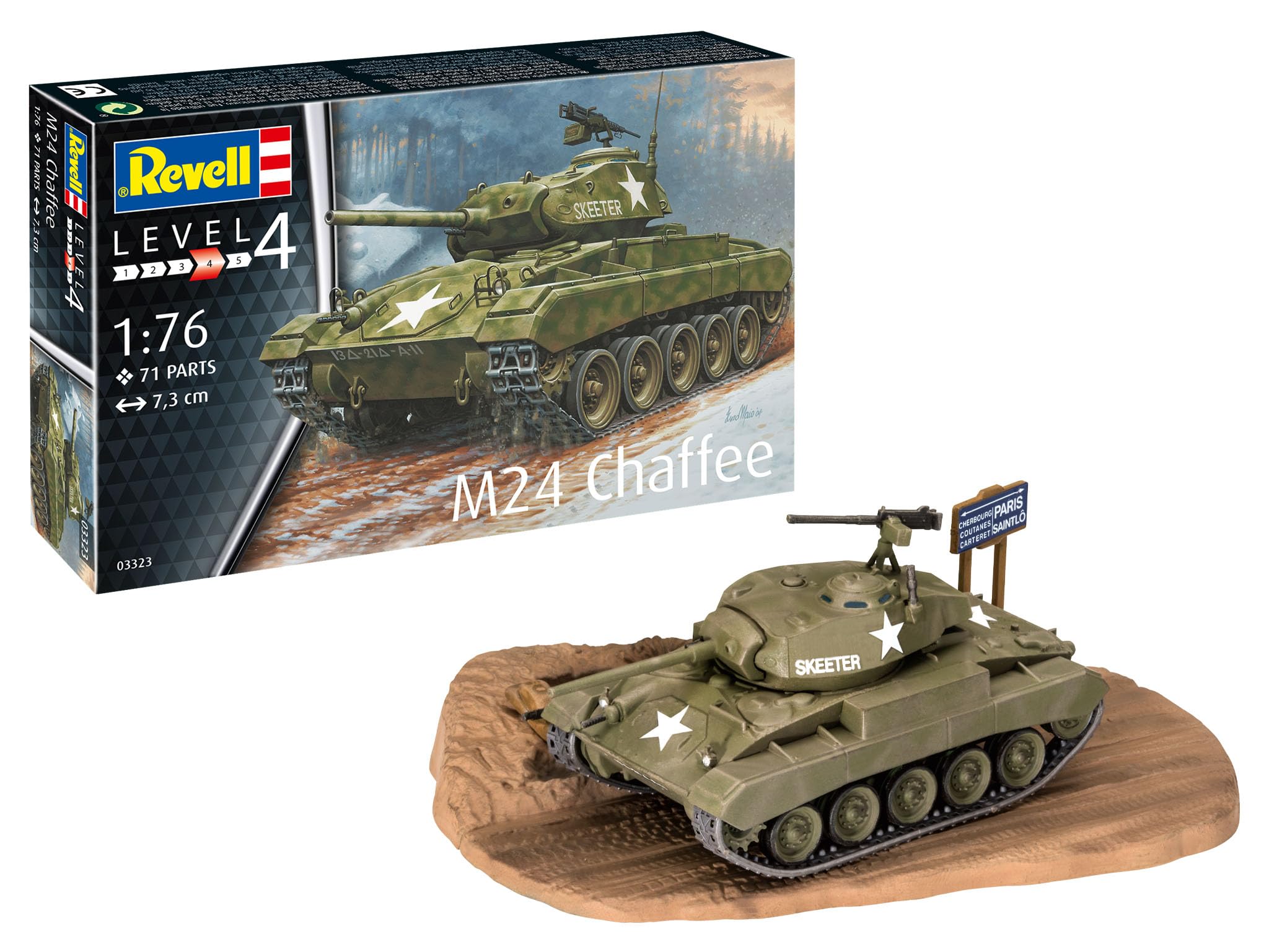 Revell 03323 M24 Chaffee 1:76 Scale Unbuilt/Unpainted Plastic Model Kit