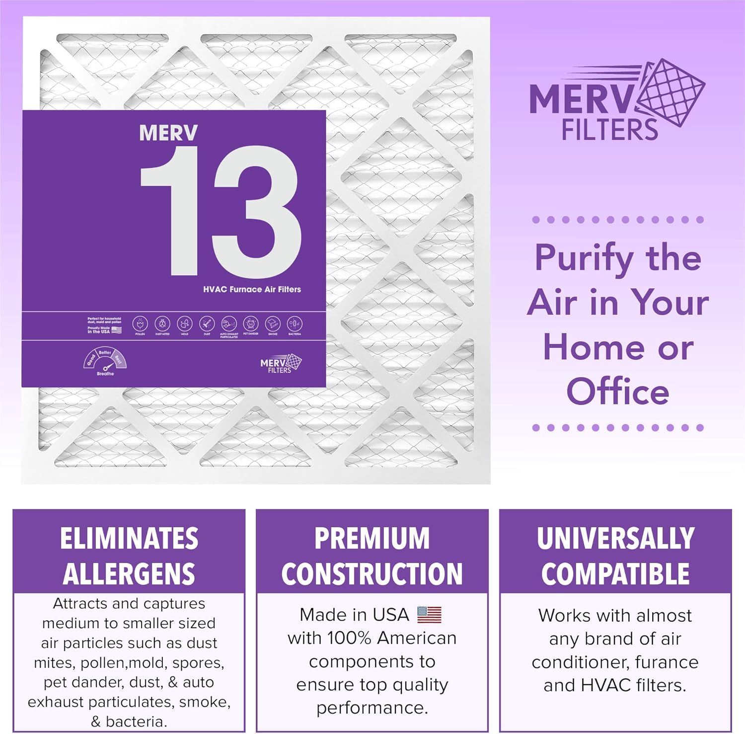 MervFilters 10x10x1 Air Filter, MERV 13, MPR 1500, AC Furnace Air Filter, 4 Pack: Home Improvement