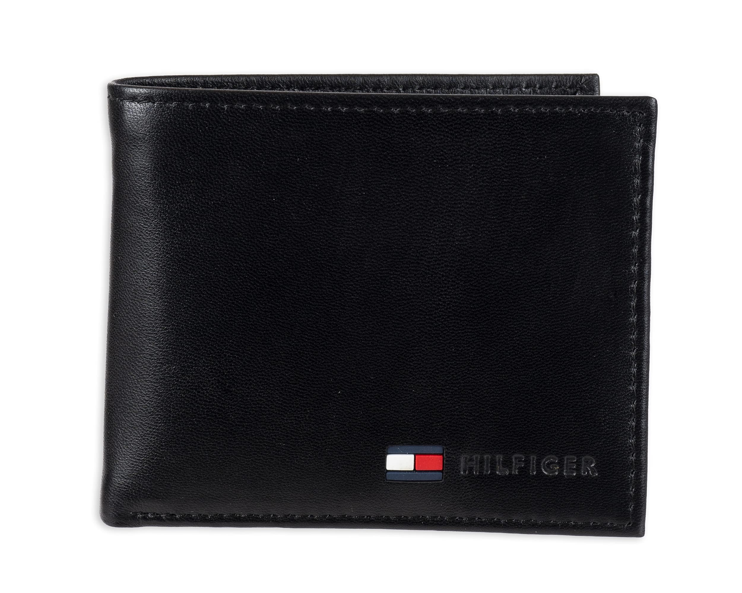 Tommy Hilfiger Men's Leather Stockon Coin Passcase, Bifold,Compact,Slim