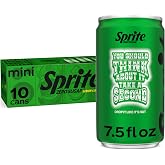 Sprite Zero Sugar Lemon-Lime Soda Soft Drink Mini Cans, 7.5 fl oz, 10 Pack | Caffeine-free citrus soda pop with natural flavors and zero calories